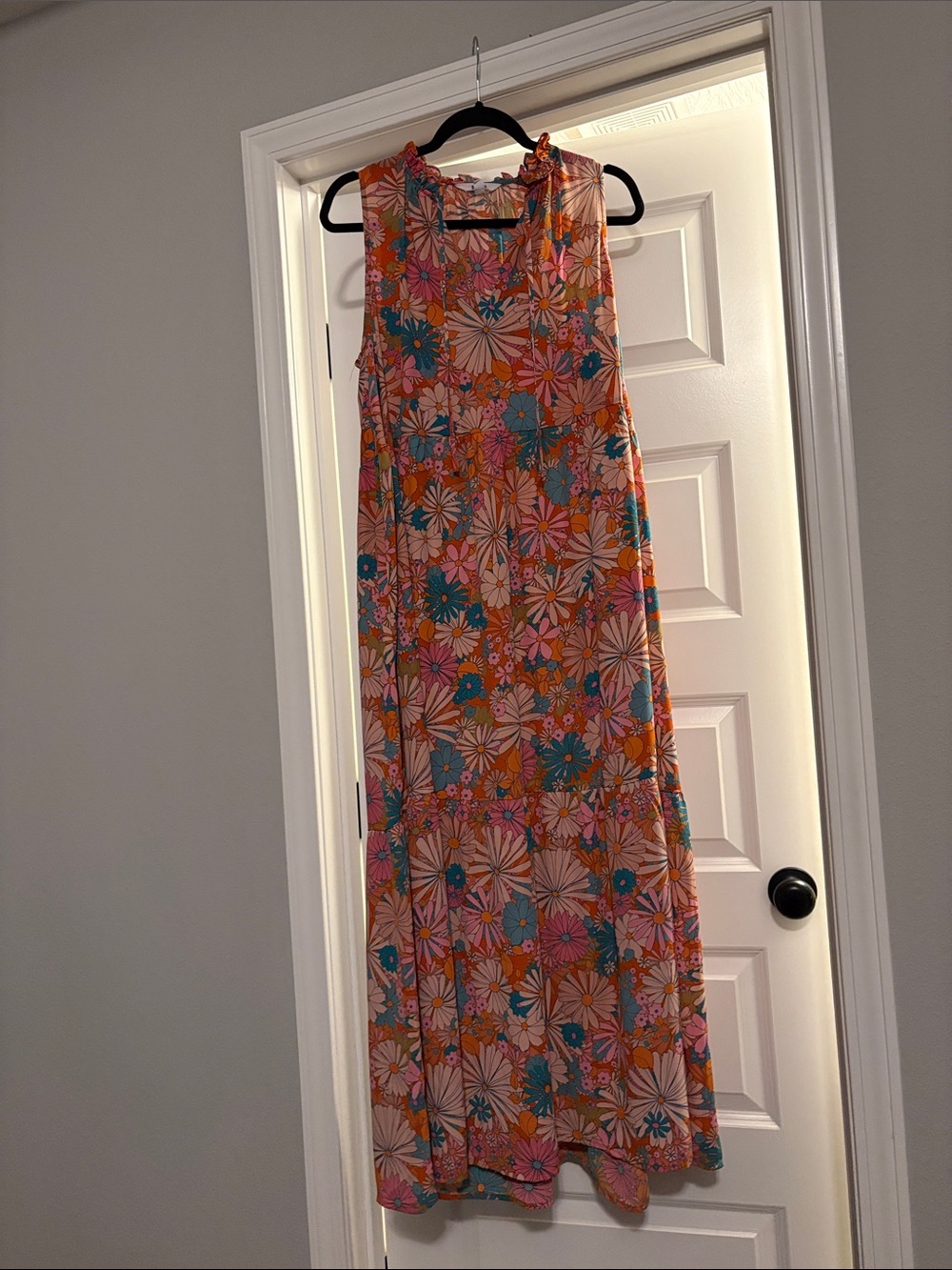 BB Dakota by Steve Madden Orange Floral Maxi Dress with Pink & Teal Accents